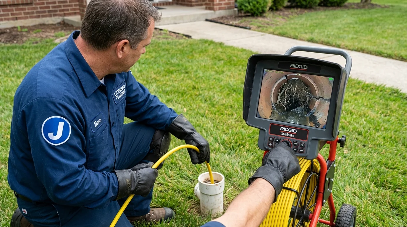 Sewer camera inspection being performed by Johns Plumbing LLC in Oakfield